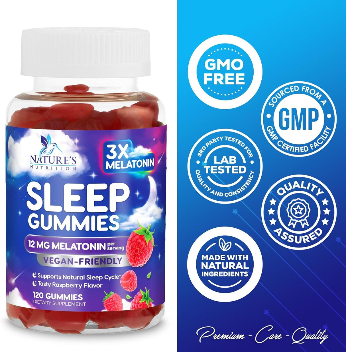 Gomitas para dormir extra fuerte para dormir, 12 mg natural