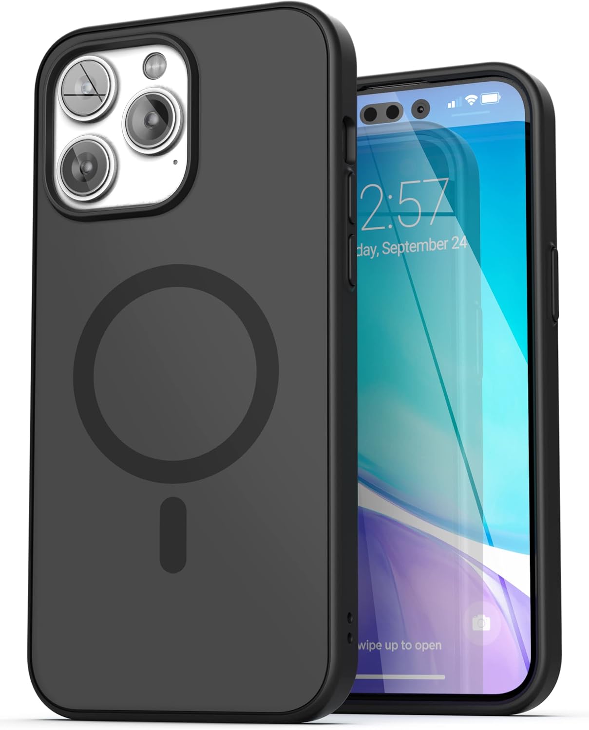 Funda diseñada para celular 14 PRO con funda de clip negro