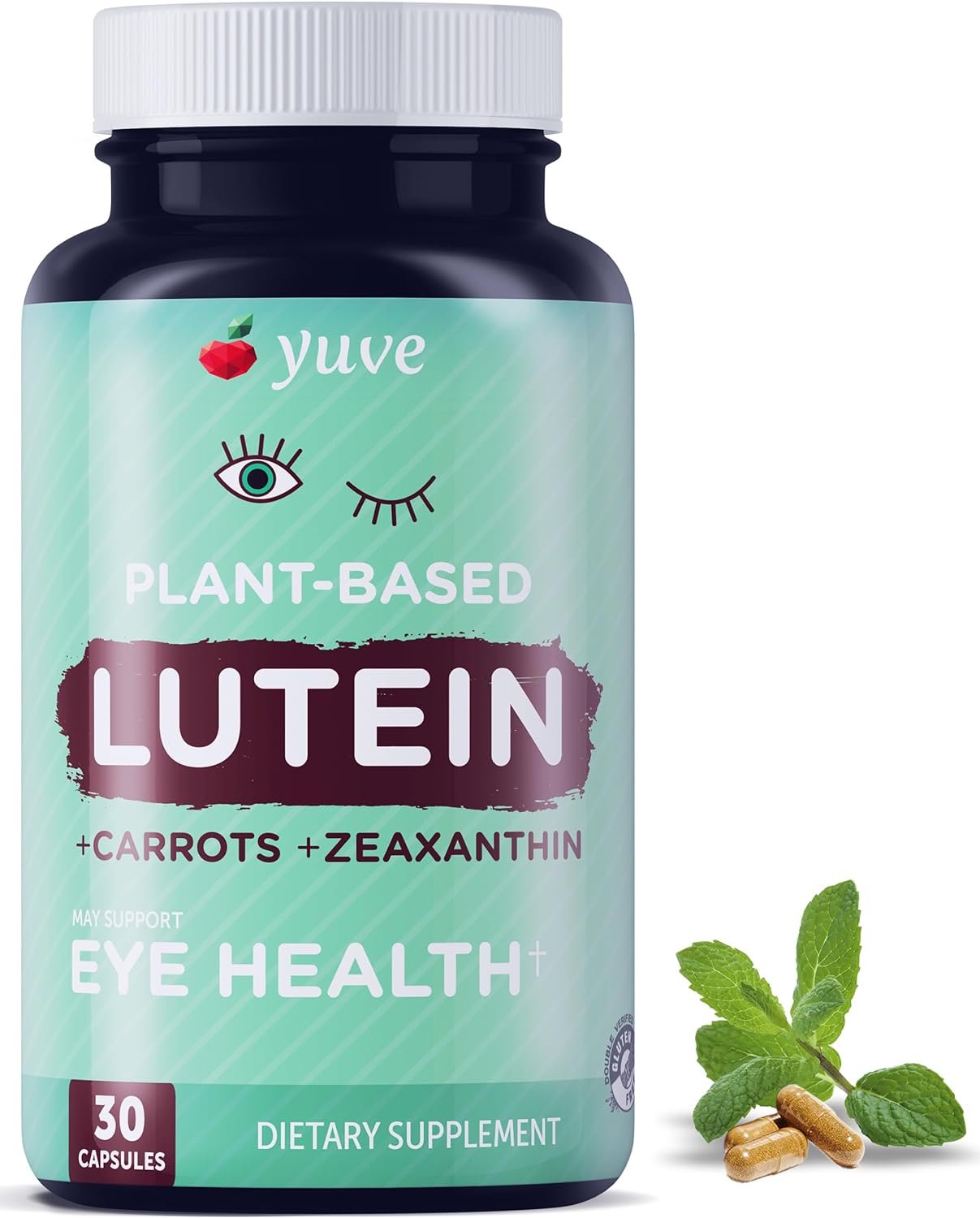 Suplemento de luteína zeaxantina, luteína 20 mg, vitamina para la salud de los ojos, para ojos secos, fatiga, luteax2020, suplementos oculares - 30 cápsulas veganas