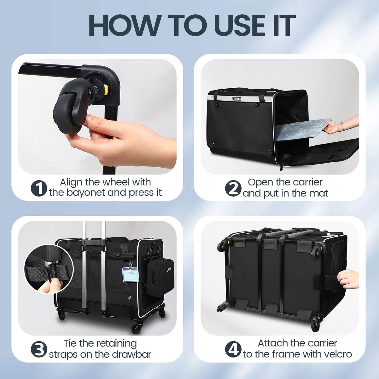 Transportín Extra Grande para Gatos Petskd con Ruedas y Caja