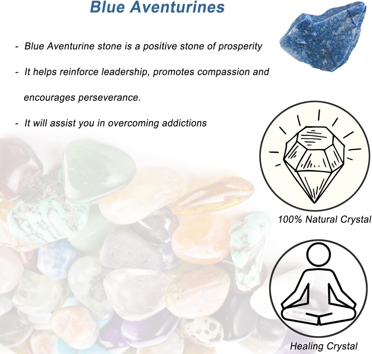 Cristales crudos de aventurinas azules, cristales curativos