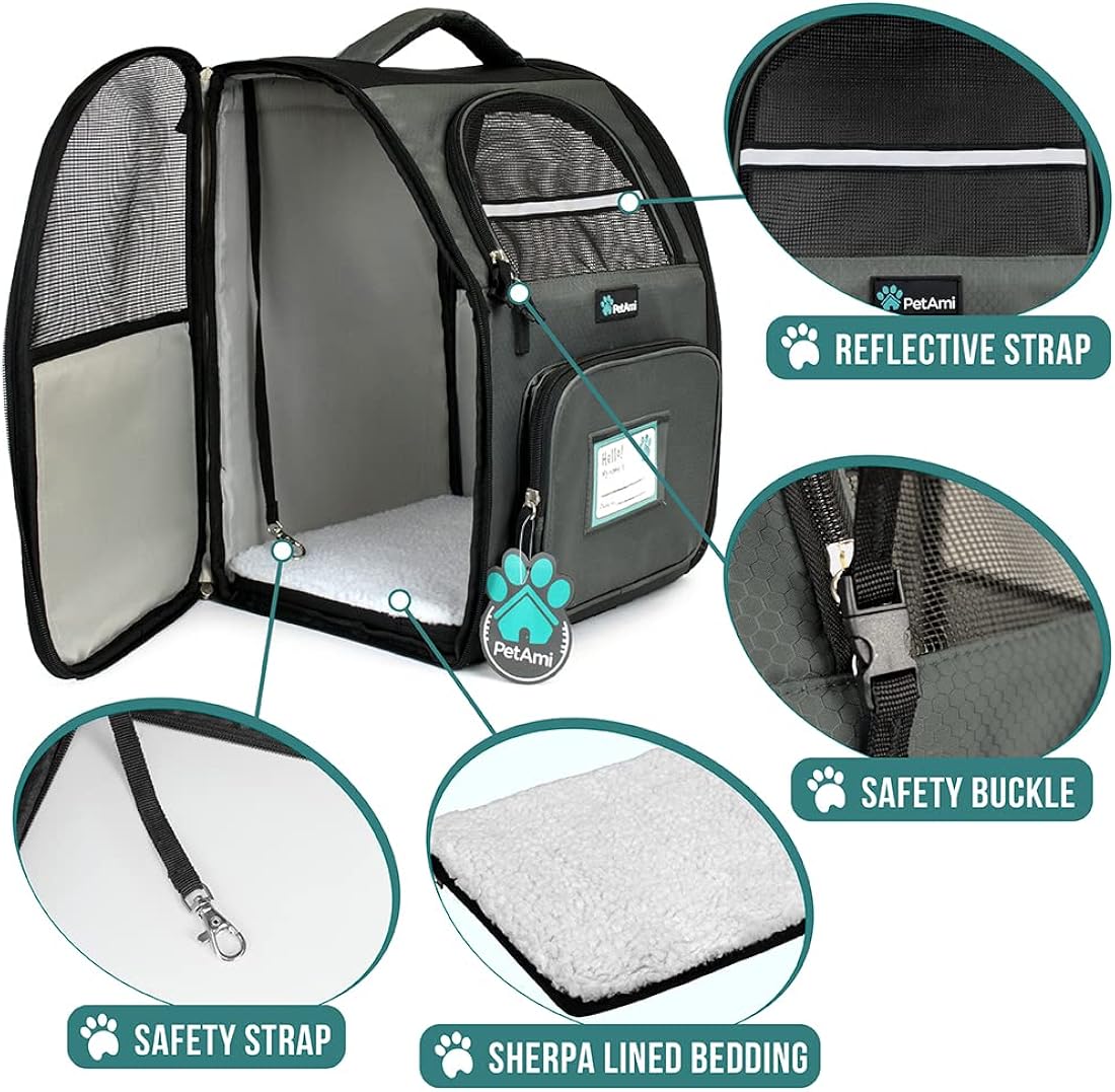 Mochila de lujo para gatos soporte de respaldo de cojín