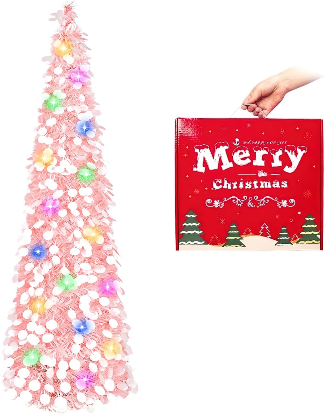 Árbol de Navidad Pop-Up MACTING con Luces y Brillo, Modelo 5ft