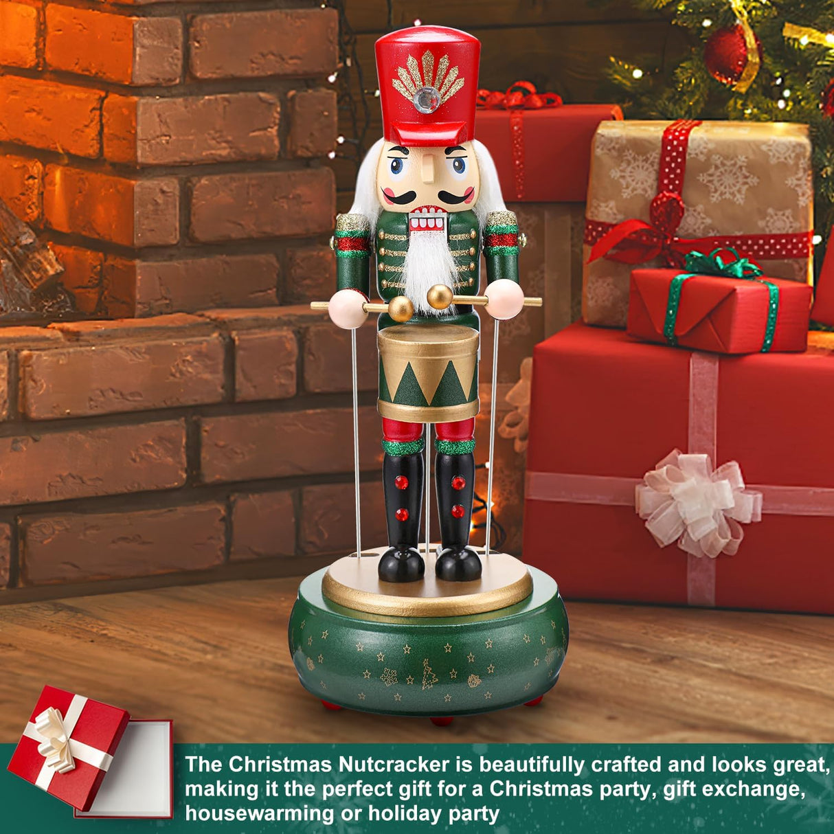 Figuras de Navidad Nutcracker, Biupky, 12 Madera, Caja Musical