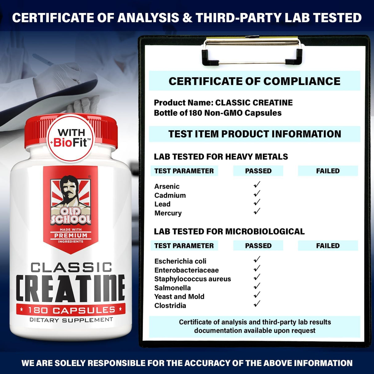 Cápsulas de Creatina Monohidrato BioFit™ 5000mg - 180 V Caps