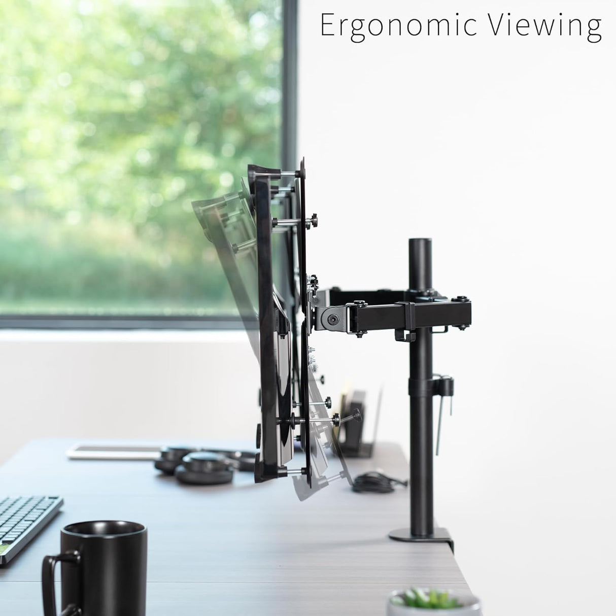 Soporte Doble para Monitor VIVO, Ajustable, STAND-V002VA