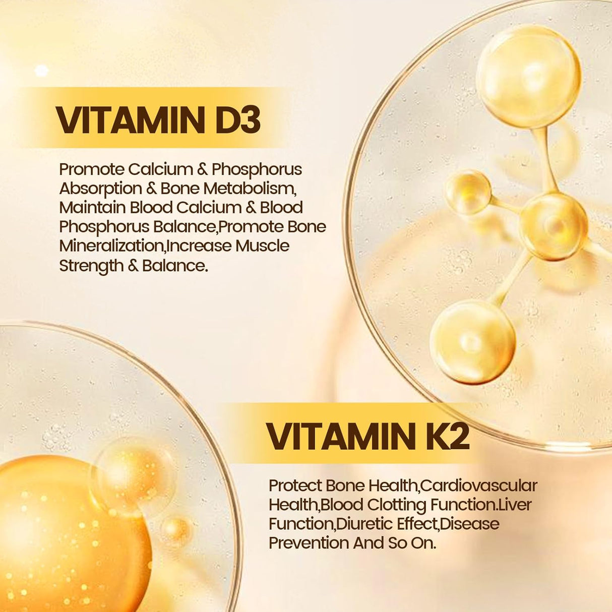 Suplemento de Vitamina D3 y K2, 10000 IU + 200 mcg, 300 Softgels