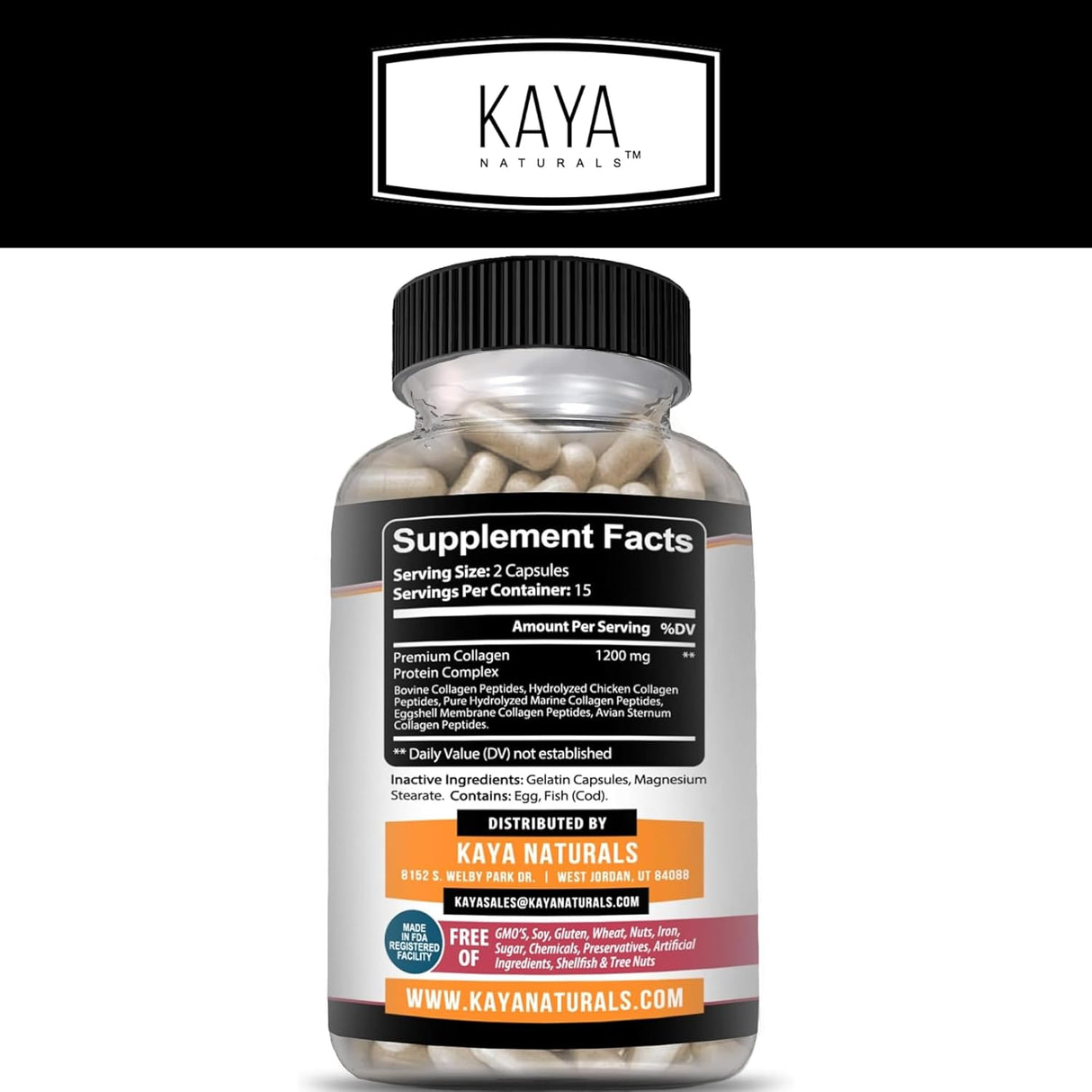 Kaya Naturals Colágeno Multi para cabello y piel 30 caps