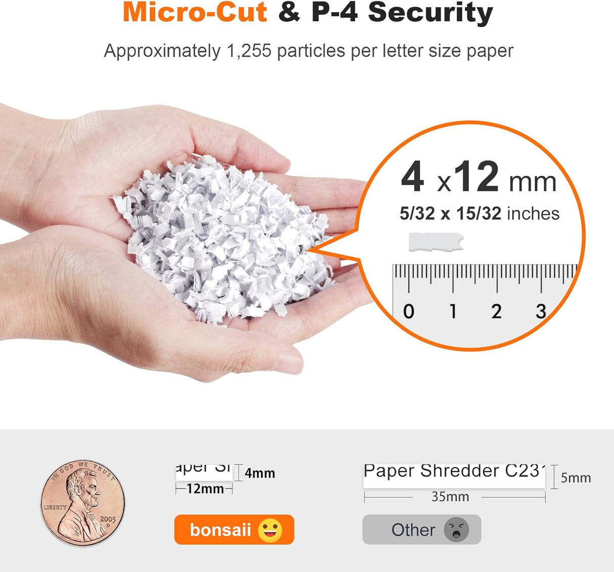 Trituradora de papel Bonsaii, microcorte 100 hojas, P-4