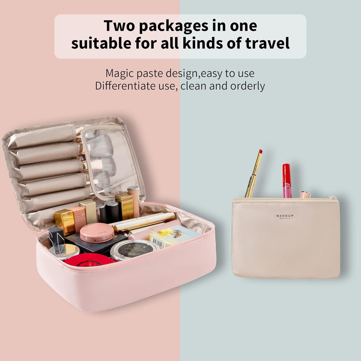 Bolsa de maquillaje Rosado Queboom