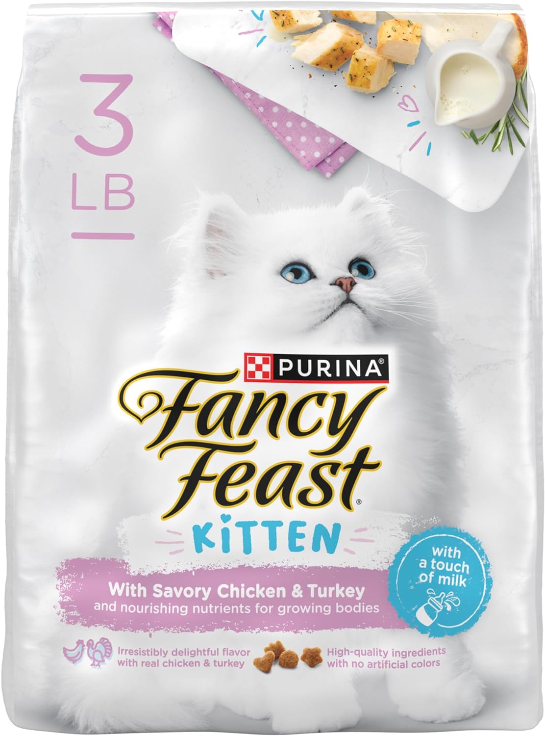 Purina Fancy Feast Gatito con pollo sabroso y pavo Gatito Alimento seco - Bolsa de 3 libras