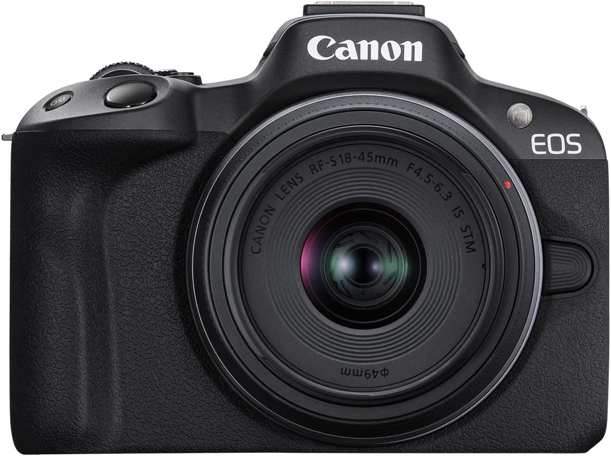Canon Cámara de vlogging sin espejo EOS R50 (negro) con RF-S18-1.772 in F4.5-6.3 es lente STM, 24.2 MP, video 4K, detección y seguimiento de sujetos, compacta, conexión de teléfono inteligente, creador de contenido