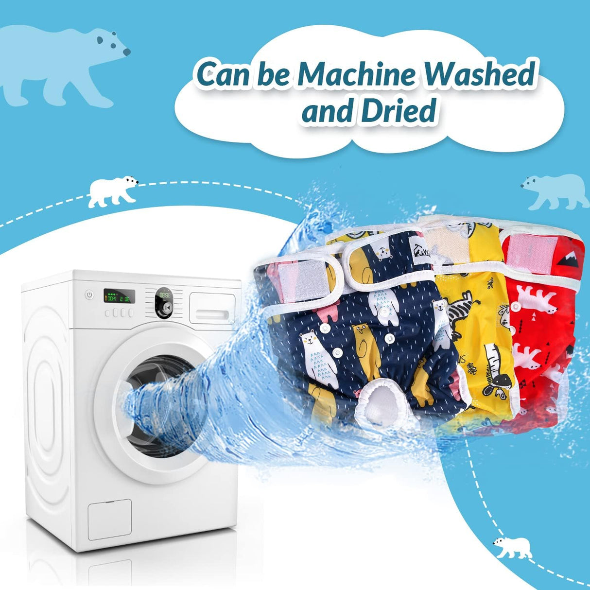 SlowTon Pañales lavables para perras, paquete de 3 pañales