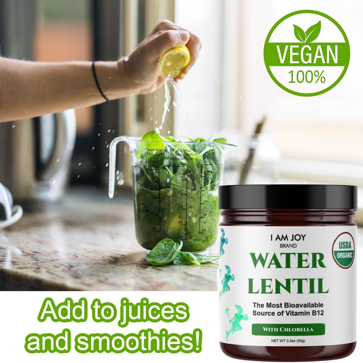 Polvo de proteína de lentejas de agua de vitamina B12