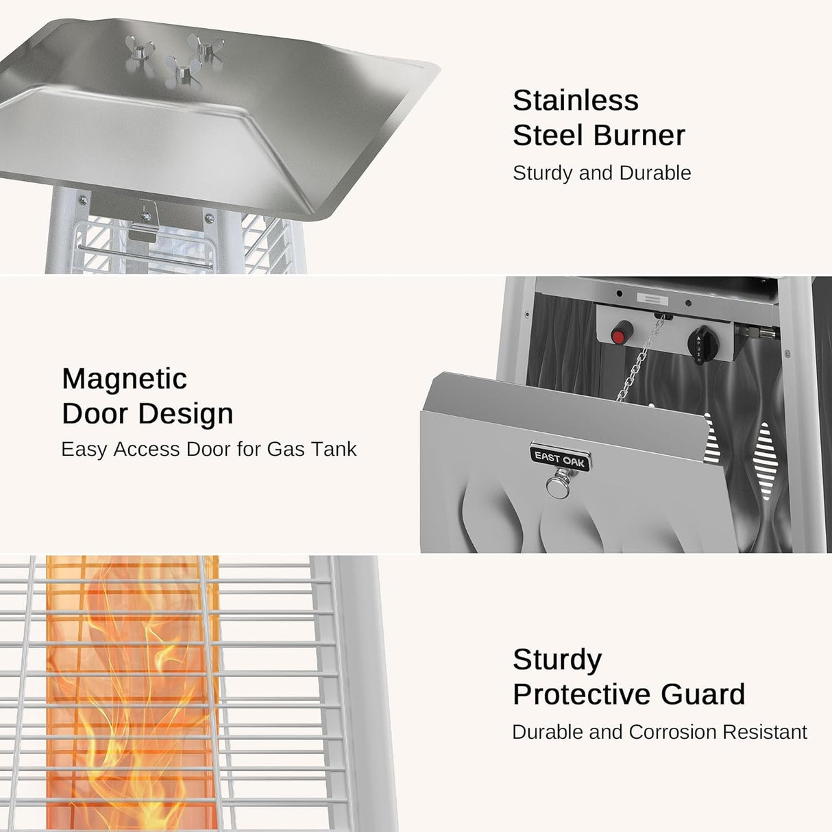 Calentador de patio para exteriores EAST OAK Pyramid plata