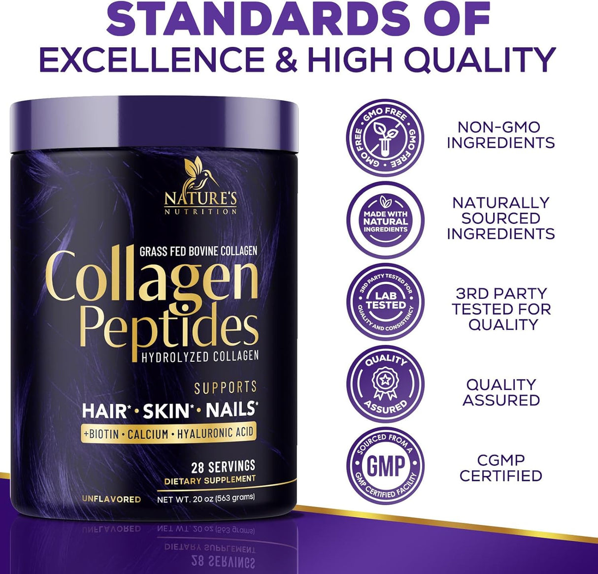 Polvo de péptidos de colágeno con ácido hialurónico