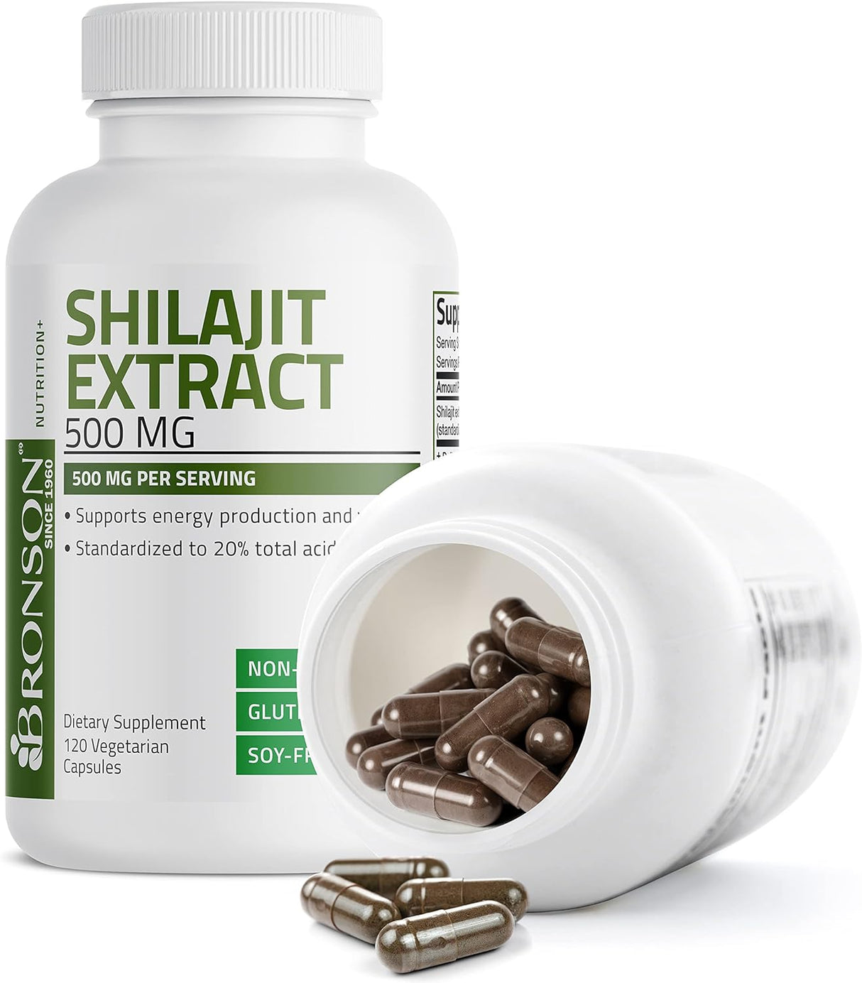 Suplemento Bronson Extracto de Shilajit de 500 mg 120 cáp