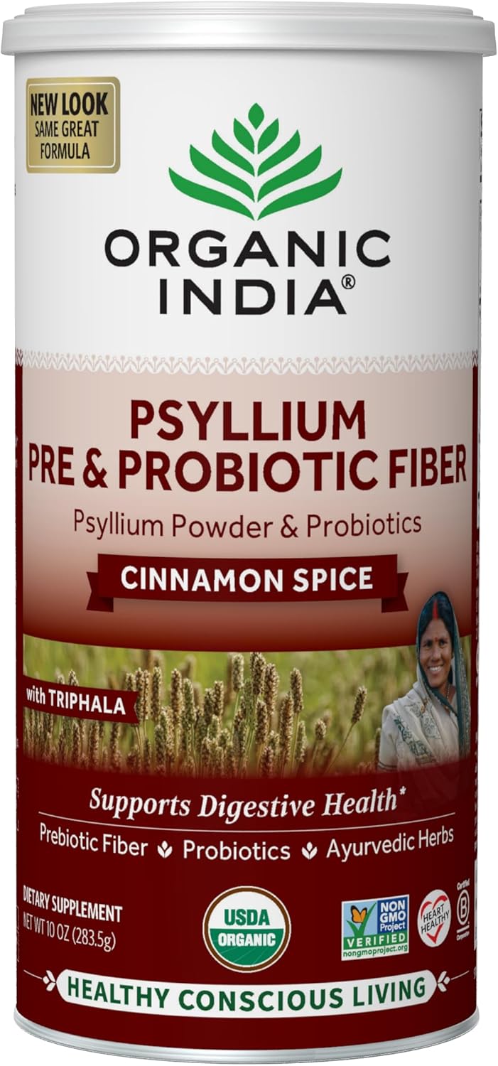 Suplemento ORGANIC INDIA Psyllium Husk Pre y fibra probiótic