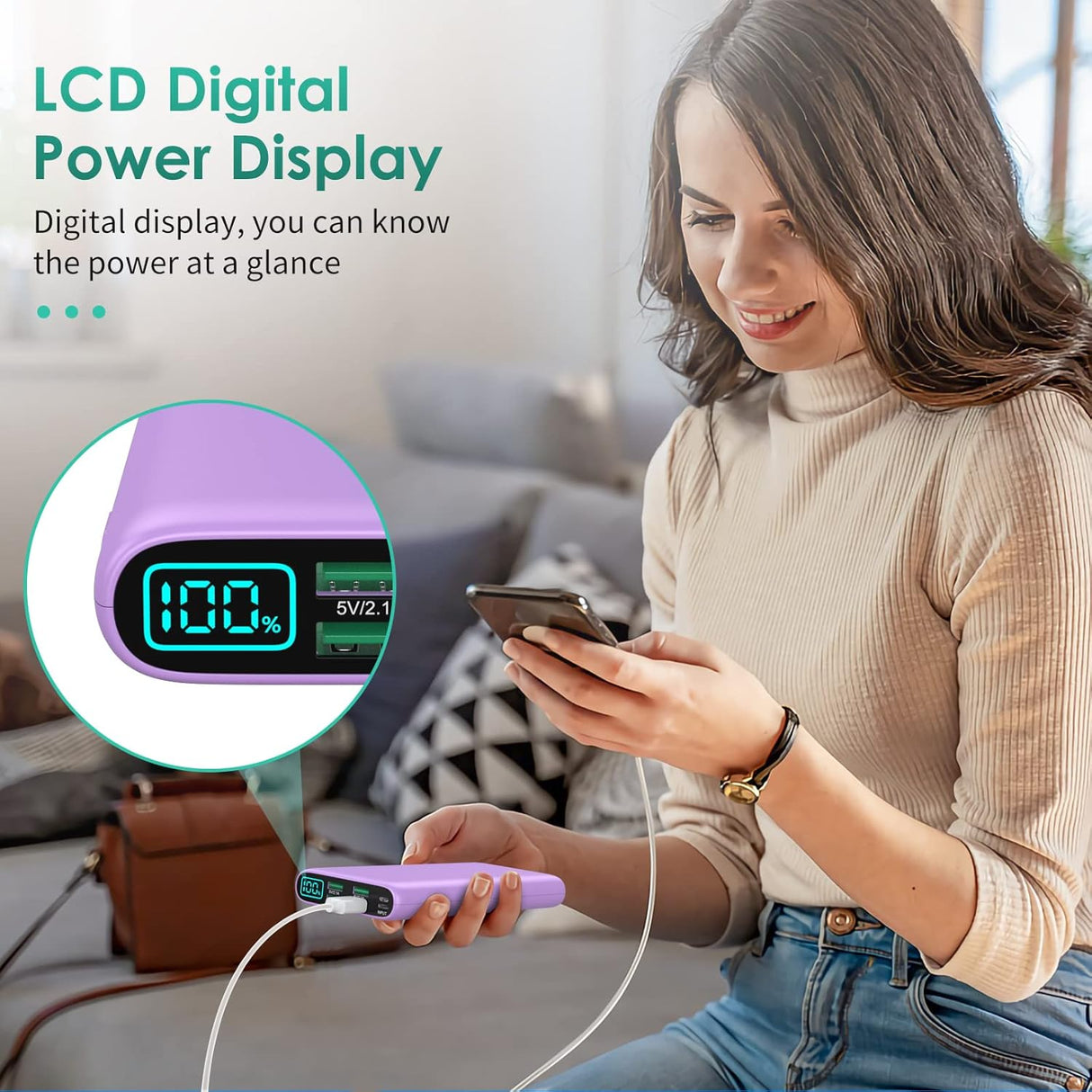 Cargador portátil de 38800 mAh pantalla LCD USB-C
