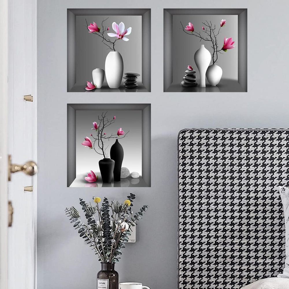 Stickers 3D Jarrón Orquídea, Decoración Pared, Modelo VASE ORCHID