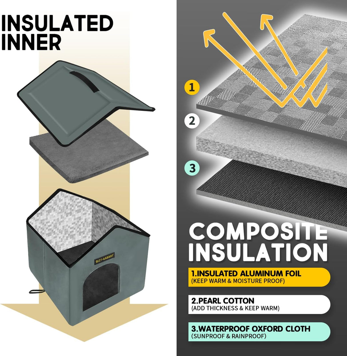 Casa para Gatos Exterior Rest-Eazzzy, Aislada y Resistente, S