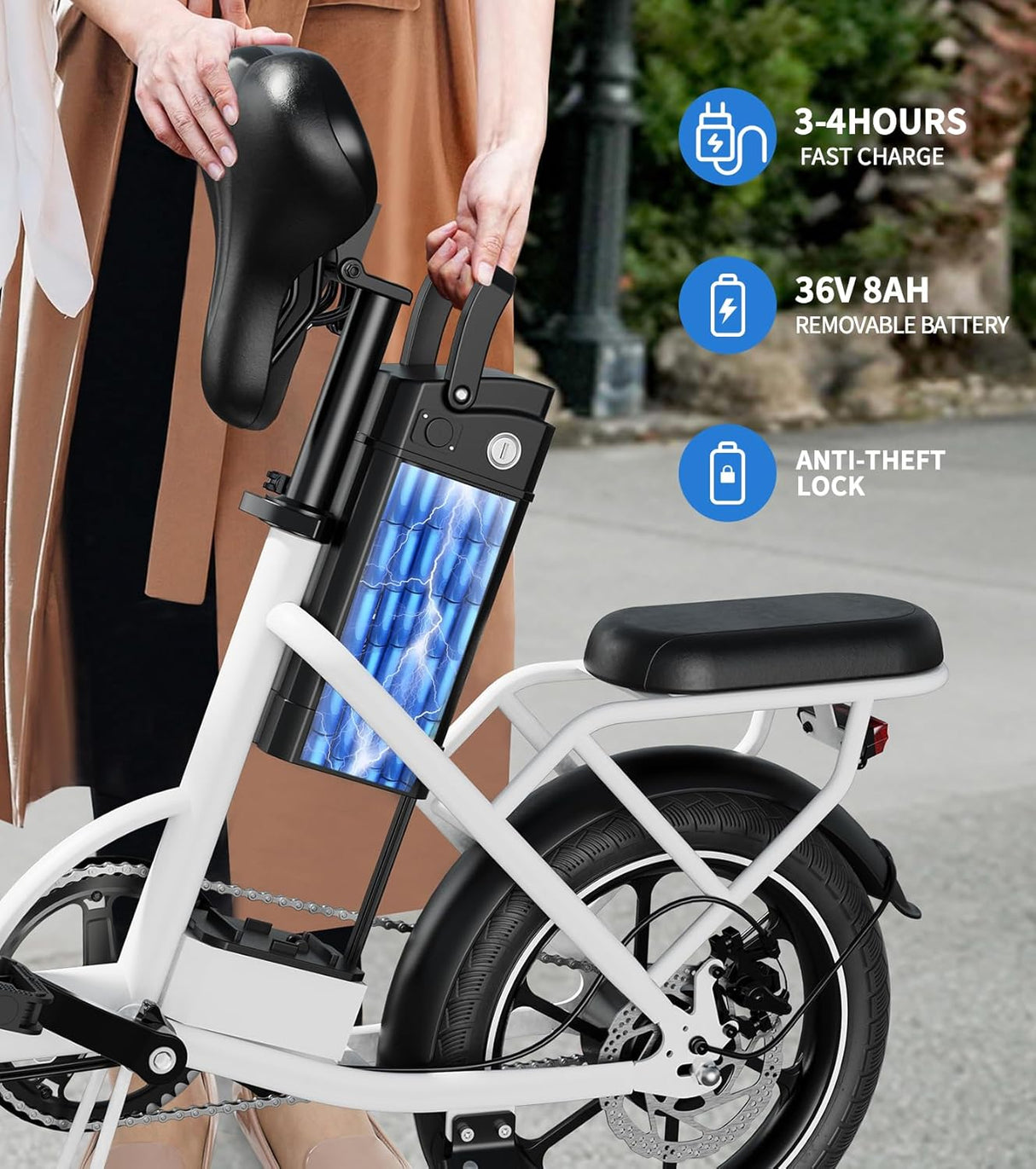 Bicicleta eléctrica WINDHORSE, 630w, 35 millas, plegable