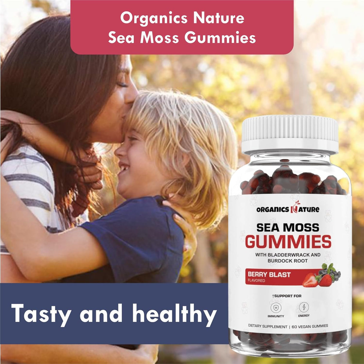 Organics Nature Gominolas de Sea Moss para Detox, Inmuno y Energía