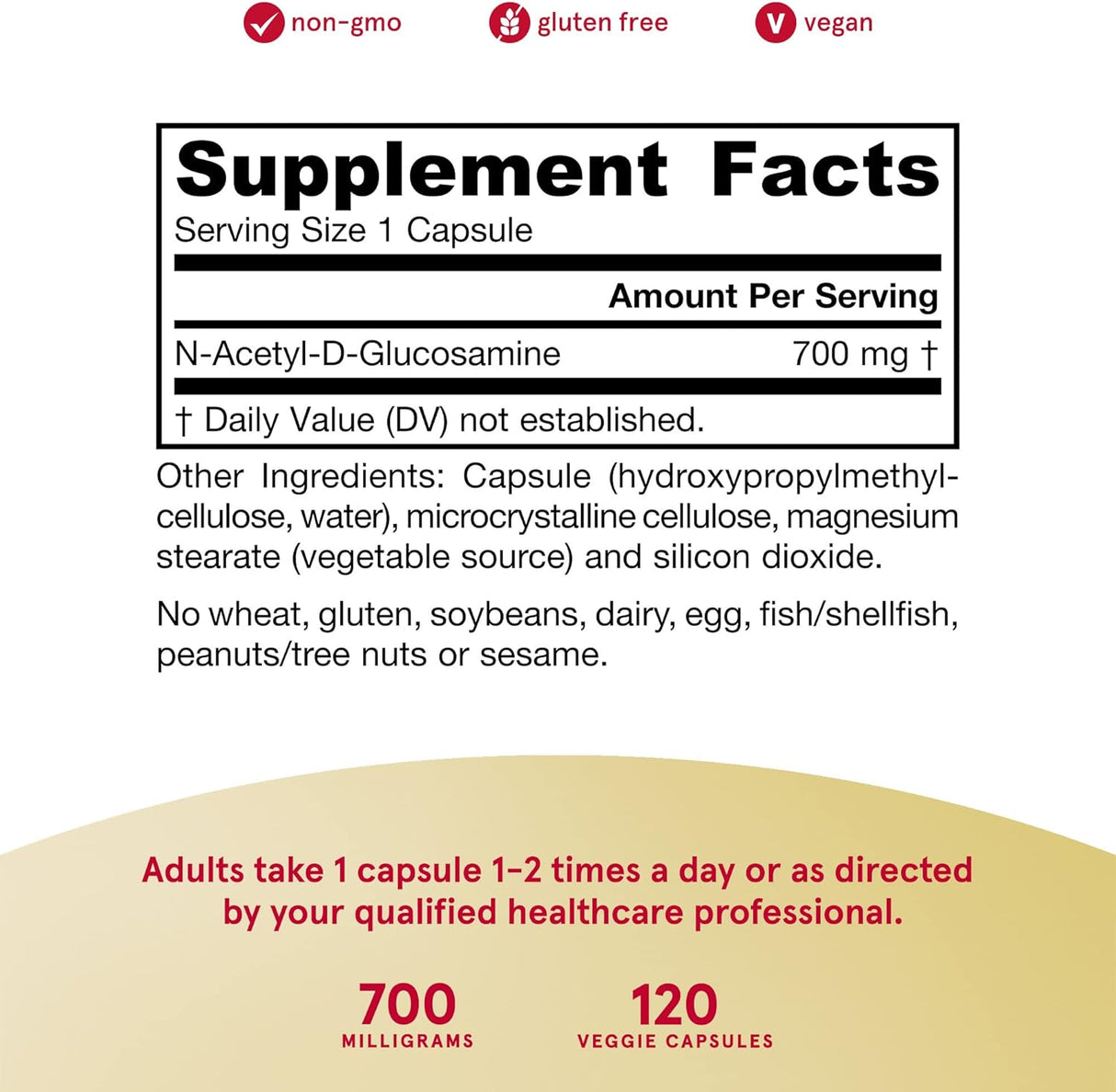 Suplementos - N-acetil glucosamina N-A-G 700 mg - 120 cáp
