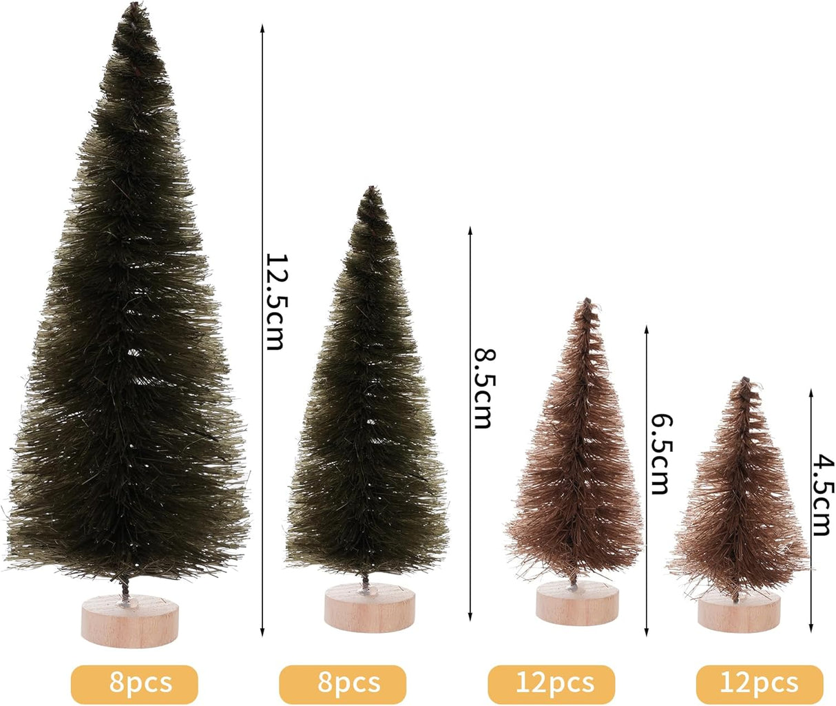 40Pcs Mini Árboles de Navidad Yookat con Base de Madera