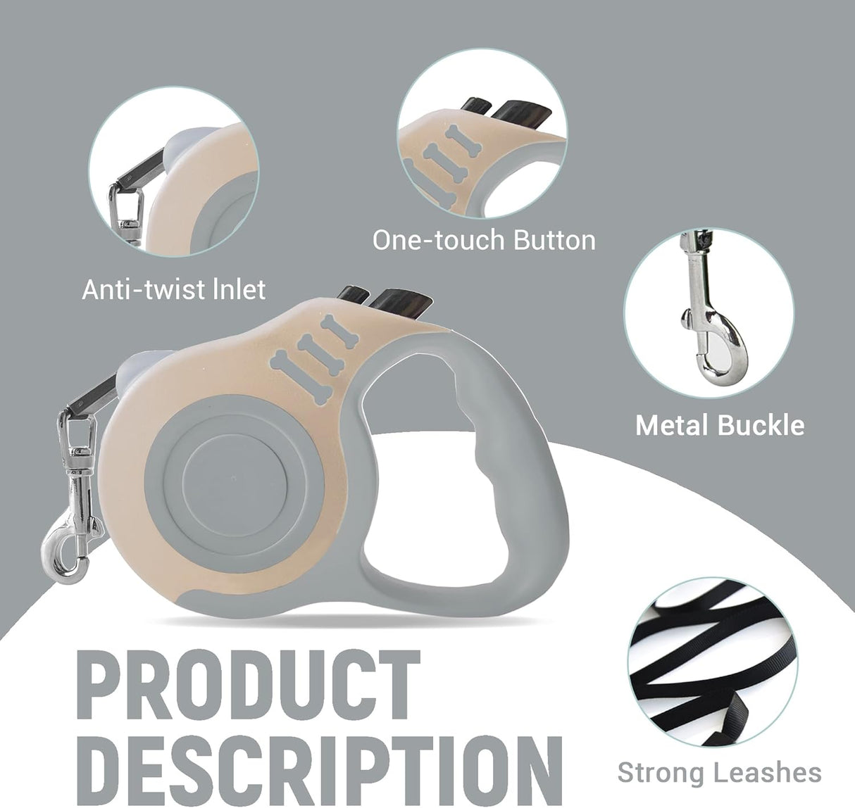 Correa Retráctil Automática para Perros con Tazón