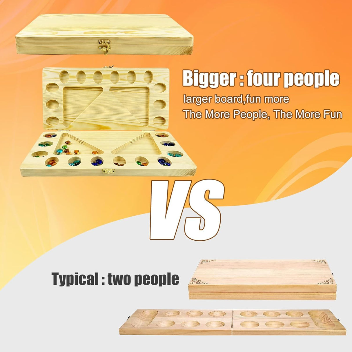 Juego de Mancala 4 Jugadores, Madera Plegable, Manual Instrucciones