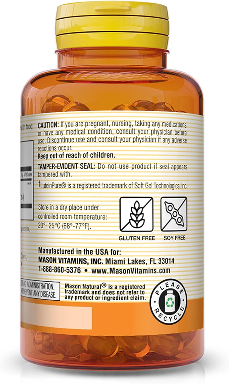 MASON NATURAL Luteína 20 mg con Vitamina E - 30 Cápsulas