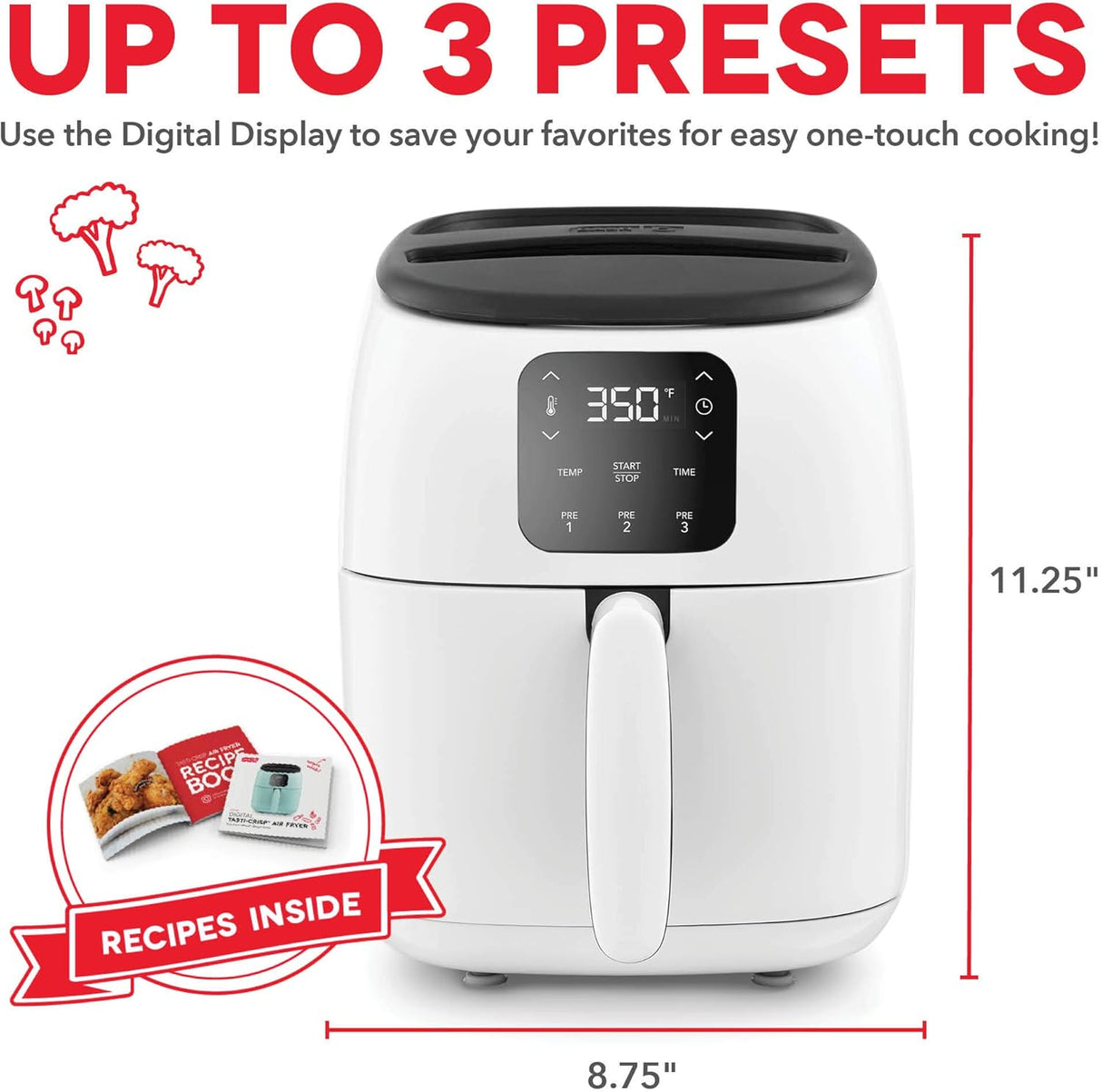 Freidora de Aire DASH Tasti-Crisp™ 2.6 Qt. Digital 1000W