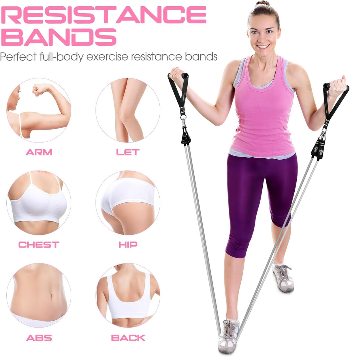 Bandas de Resistencia 150 lbs con Asas y Tobilleras Fitness
