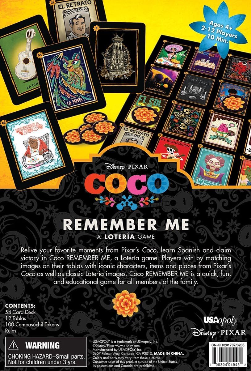 Juego de Lotería Coco, Disney Pixar, Arte Personalizado