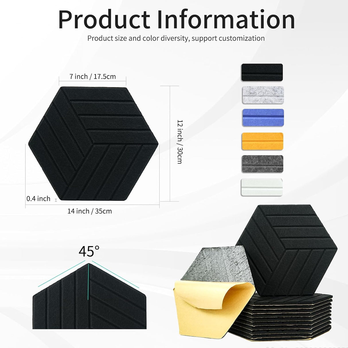 Paneles acústicos hexagonales autoadhesivos 14 - Alta densidad