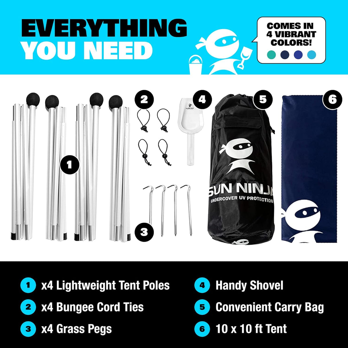 Tienda de playa pop-up con protección solar UPF50+ y accesorios