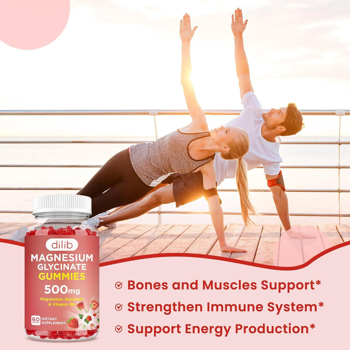 Suplementos de glicinato de magnesio de 500 mg dilib