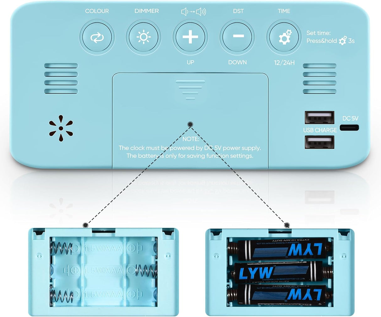Reloj Despertador Digital con Luz Nocturna y Cargador USB