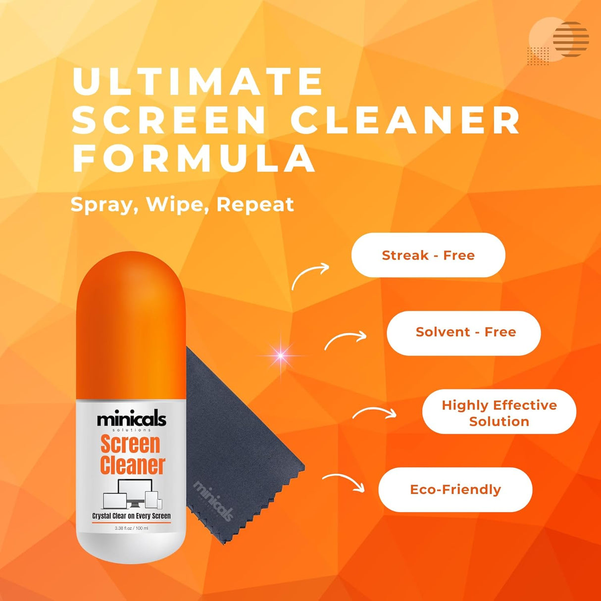 Limpiador de Pantallas S-Pro, Spray y Paño Microfibra, 3.38 oz