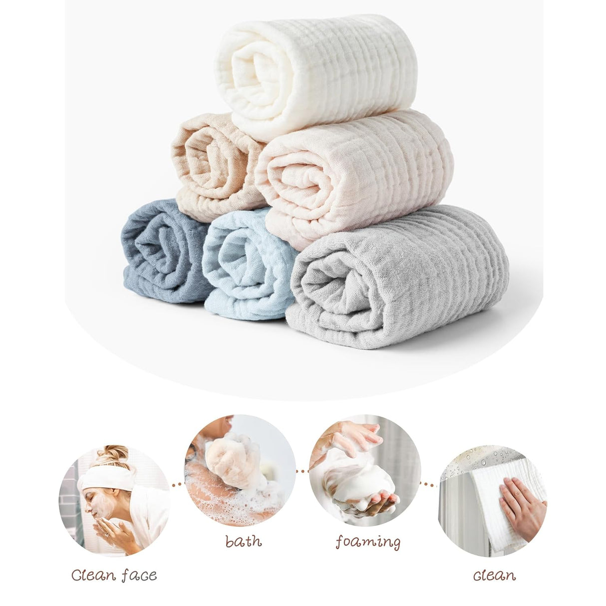 Paquete de 6 paños de lavado suave para lavar la cara Konssy