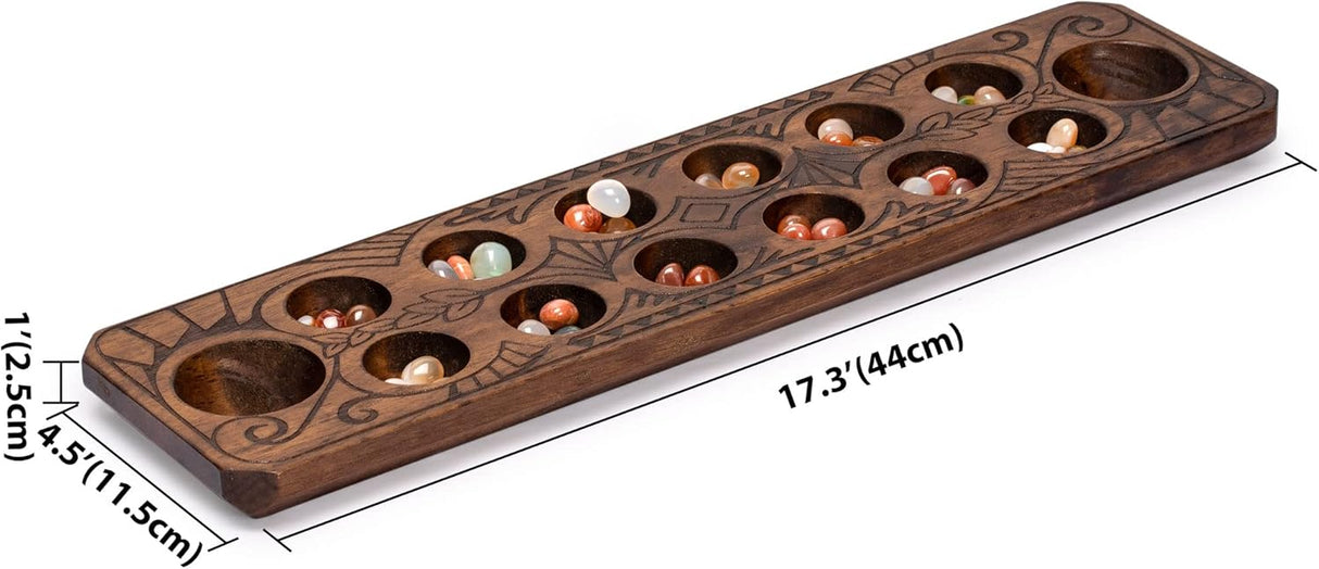 Juego de Mancala Yellow Mountain Imports con tablero de madera 17.3