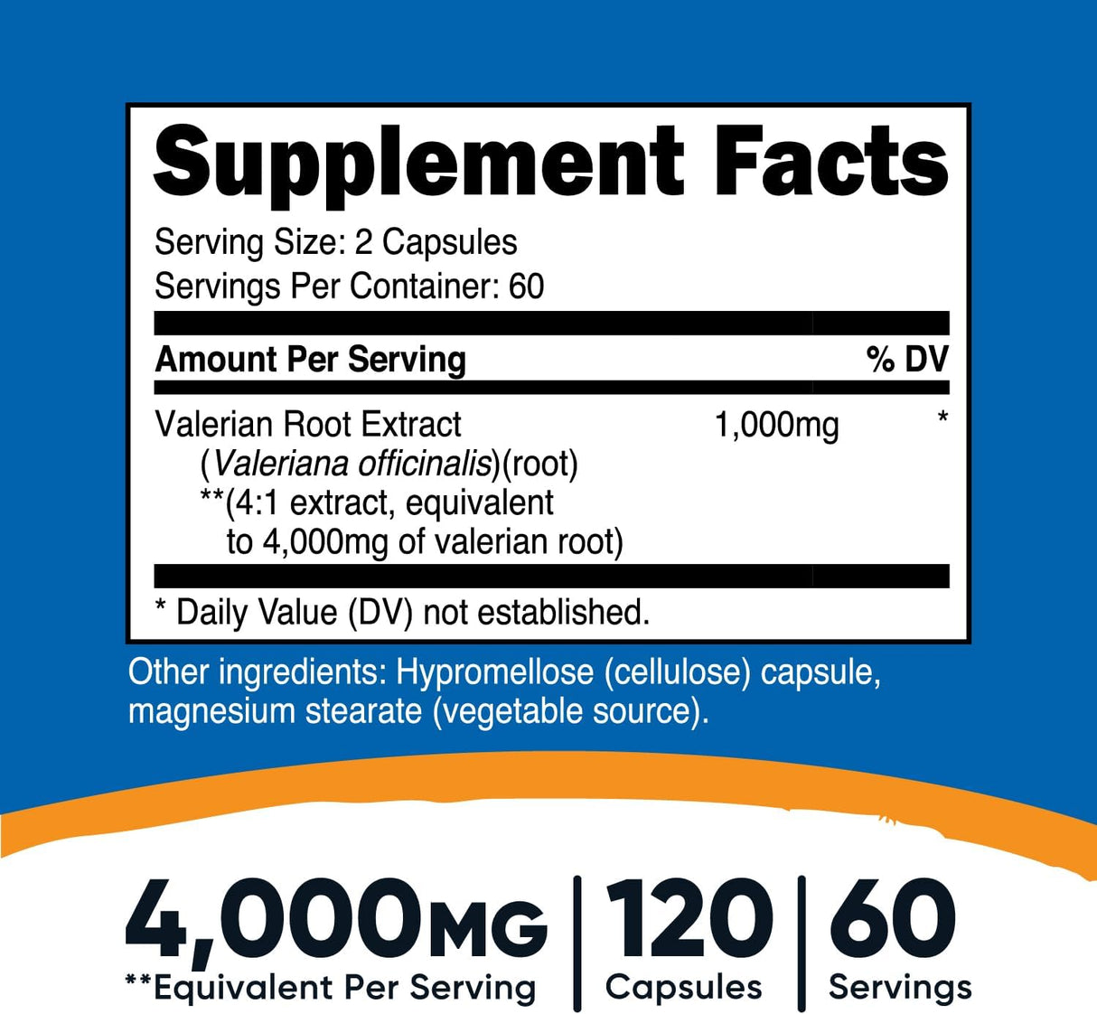 Suplemento Nutricost Cápsulas de raíz de valeriana 1000 mg