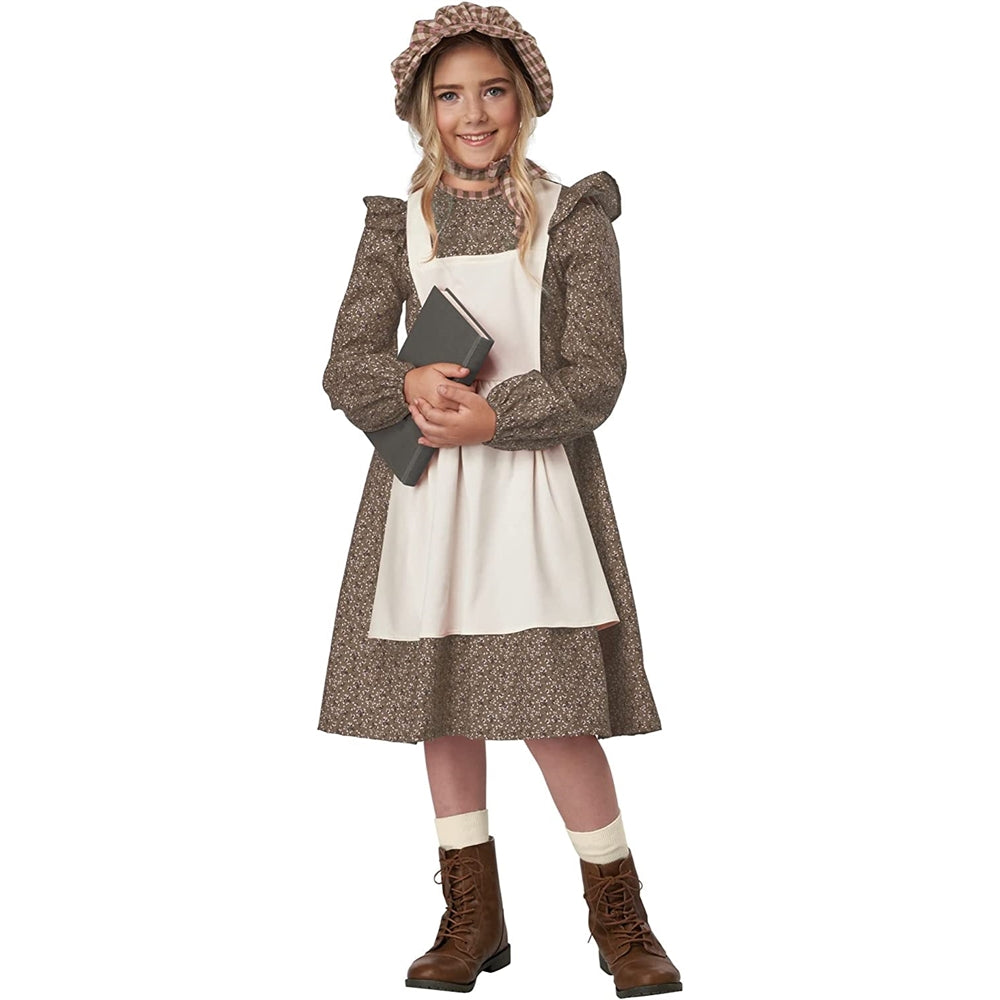 Disfraz para niña (marrón) de Frontier Settler talla M