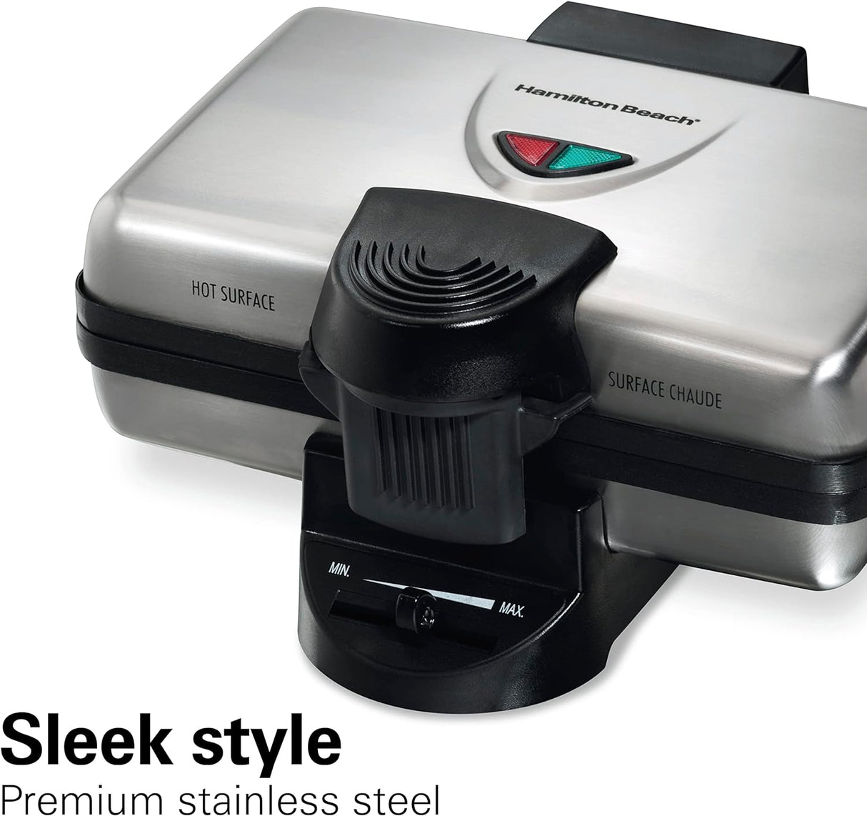 Wafflera estilo belga 26009 de Hamilton Beach Plateado