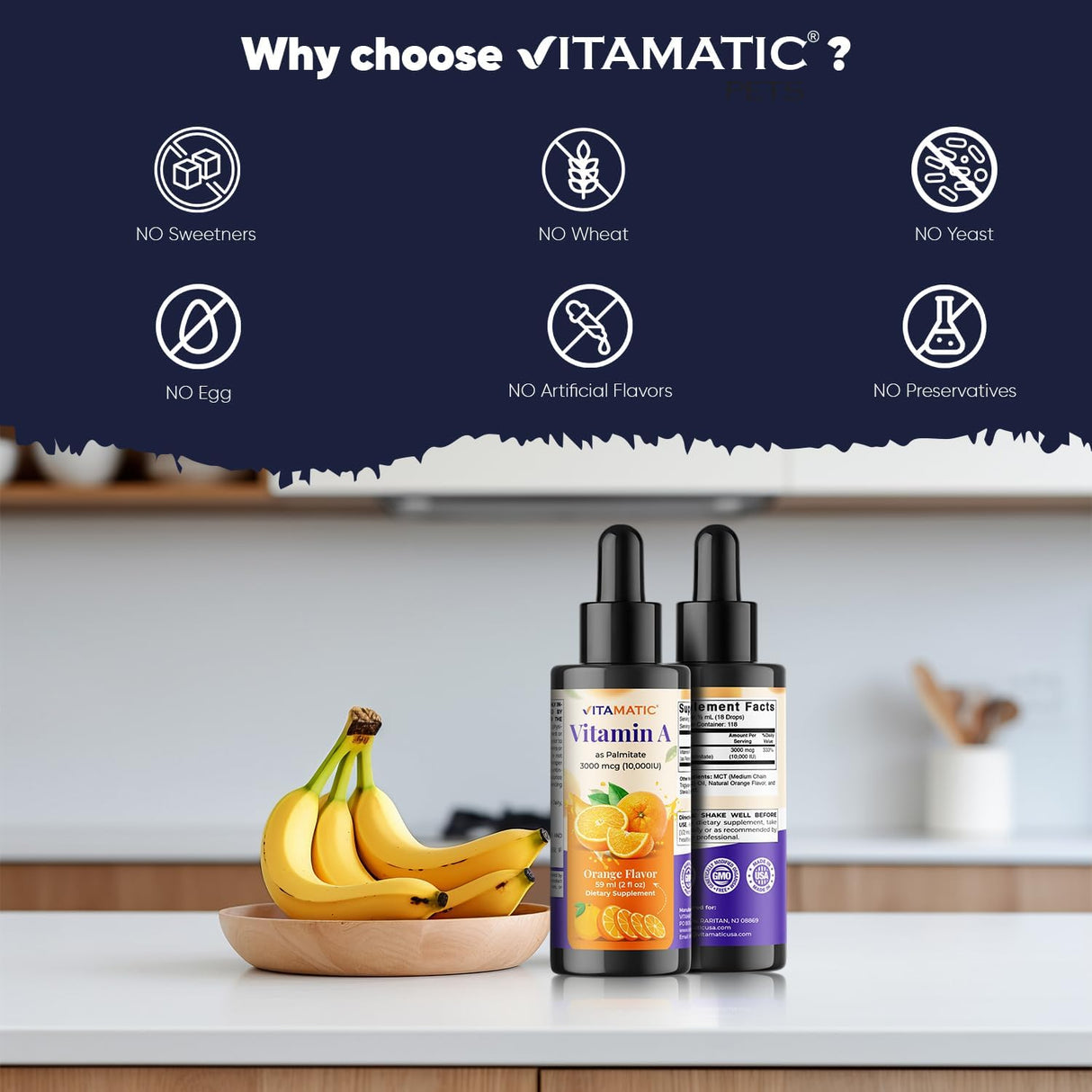Vitamatic Vitamin A Líquido Sin Azúcar 10,000 IU 2 oz