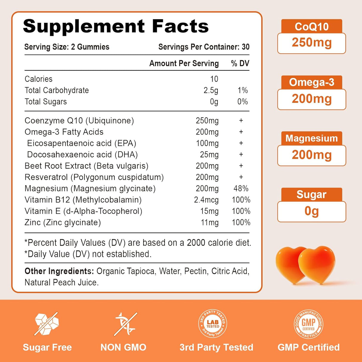 Pack de 2 Gummies CoQ10 con Omega-3, Magnesio y B12, 120 cápsulas