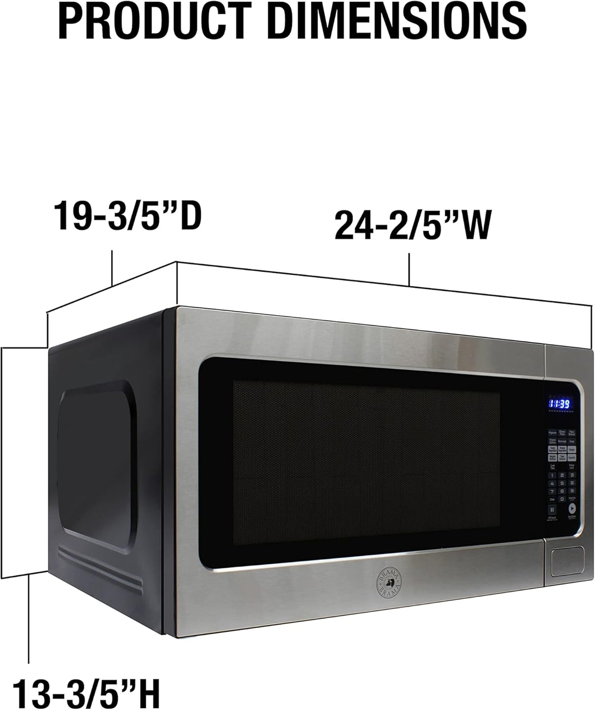 Horno Microondas BRAMA 1200W, 10 Niveles, 2.2 Cu.Ft.