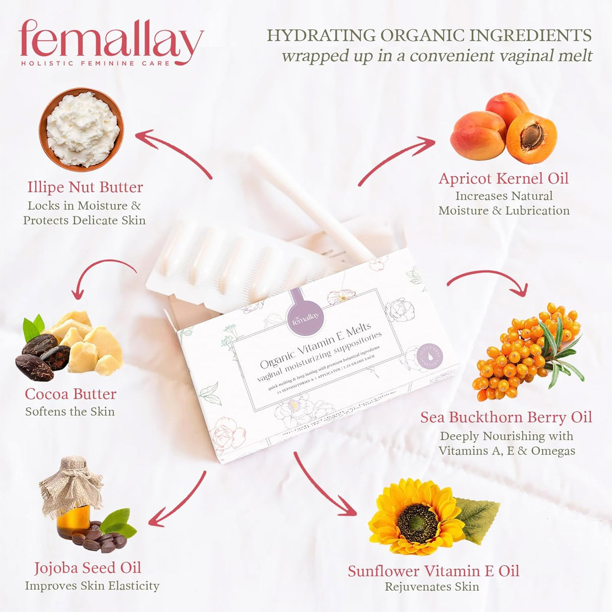 Femallay Vitamina E hidratante diaria para derretir vaginal