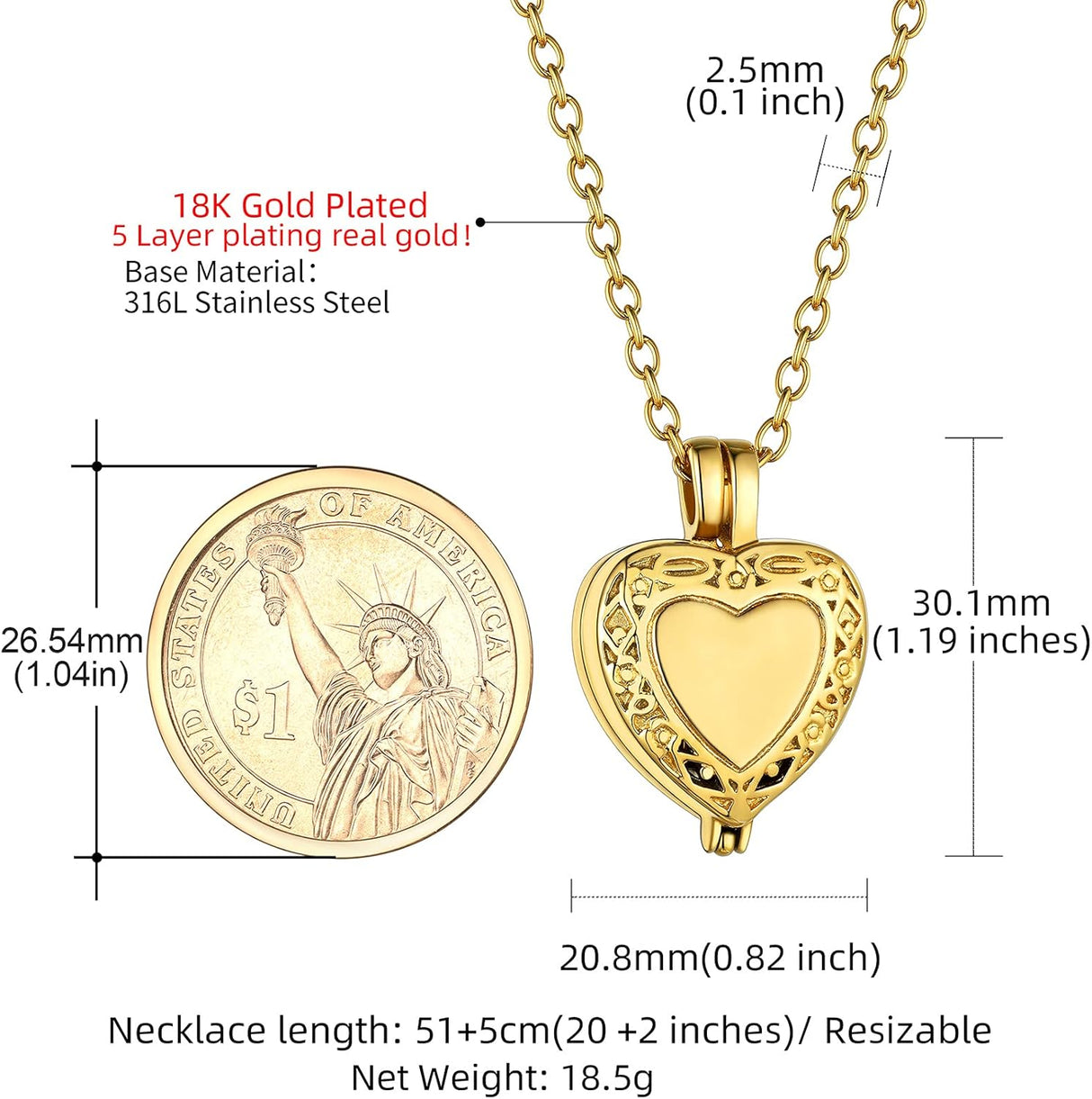 Collar de acero inoxidable, piedra de nacimiento, Dorado